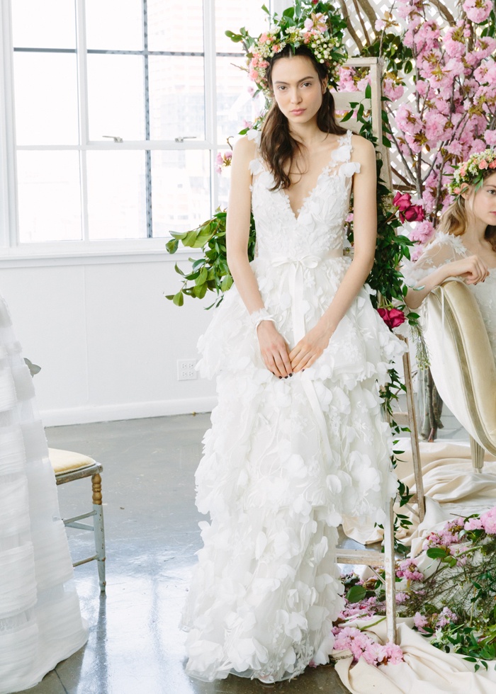 layered wedding gowns elegant wedding dresses s layered gown with v neckline by marchesa