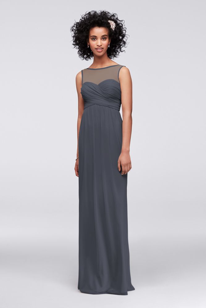 Marine Bridesmaid Dress Best Of Long Mesh Dress with Illusion Tank Ruched Bodice Style