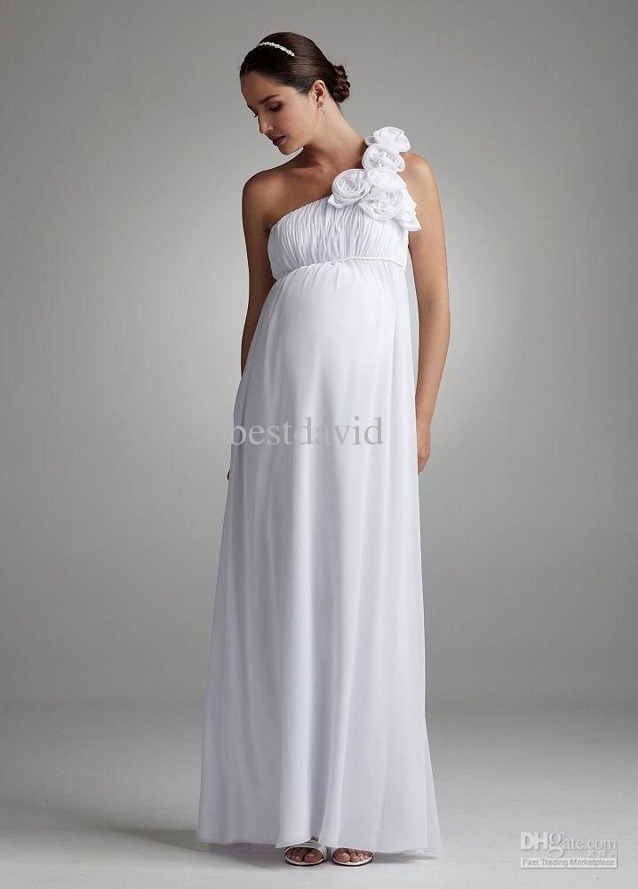 Maternity Beach Wedding Dresses Awesome Floral E Shoulder Chiffon Maternity Bridal Gown Empire