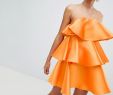 Maternity Dresses for Wedding Guests Fresh Design Structured Satin Twill Tiered Ruffle Bandeau Mini