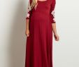 Maternity Dresses for Wedding Lovely Burgundy Crochet Sleeve Maxi Dress