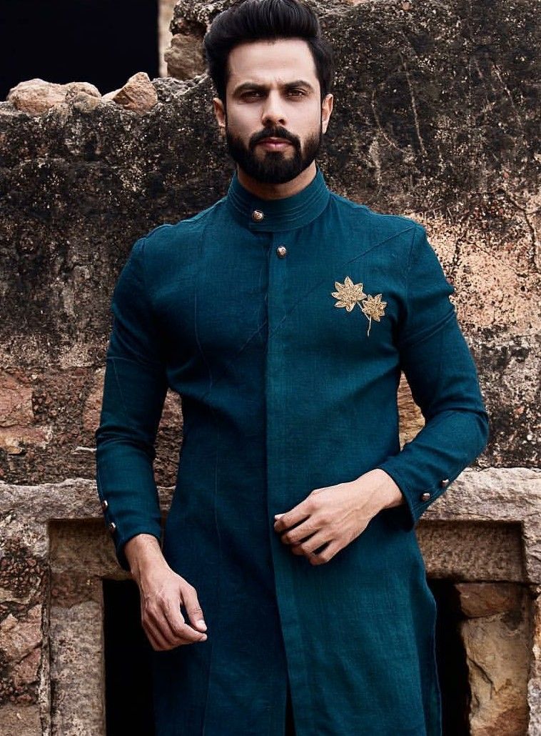 Men Wedding Dresses Elegant Dark Green Indowestern Sherwani Get the Outfit for