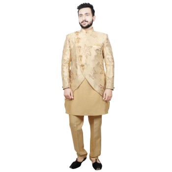 Men Wedding Dressing Unique Sg Rajasahab Pathani Kurta Pent with Indo Set for Men