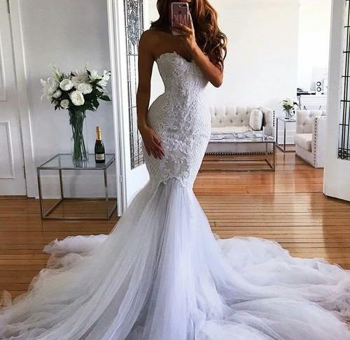 Mermaid and Trumpet Wedding Dresses Inspirational Modest Mermaid Wedding Dress 2018 Latest Fashion Bridal Gowns Custom Made Vestidos De Novia Lace Sweetheart Tulle Trumpet Court Train Gown Wedding