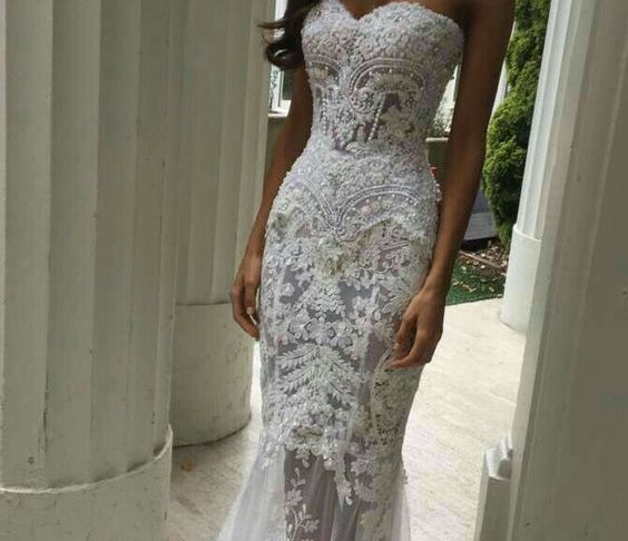Mermaid Style Wedding Gowns Lovely White Lace Appliques Wedding Dress Mermaid Style Wedding