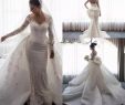 Mermaid Wedding Dresses with Long Train Unique Charming Plus Size Mermaid Wedding Dress with Removable Train Delicate Lace Applique Bow Bridal Gowns Long Sleeves Custom Made Wedding Dress Wedding