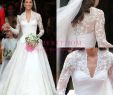 Michael Costello Wedding Dresses Inspirational Discount Princess William and Kate Wedding Dresses 2019 Retro V Neck Long Sleeve Lace A Line Royal Church Bridal Gown Custom Made Back Cover button