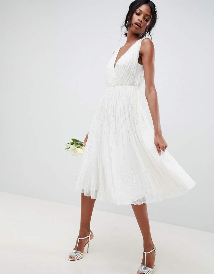 Midi Wedding Dresses Lovely Edition Edition Waterfall Sequin Midi Wedding Dress