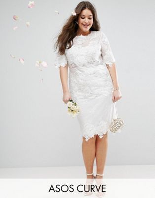 Midi Wedding Dresses Luxury Edition Curve Lace Embroidered Midi Wedding Dress In 2019