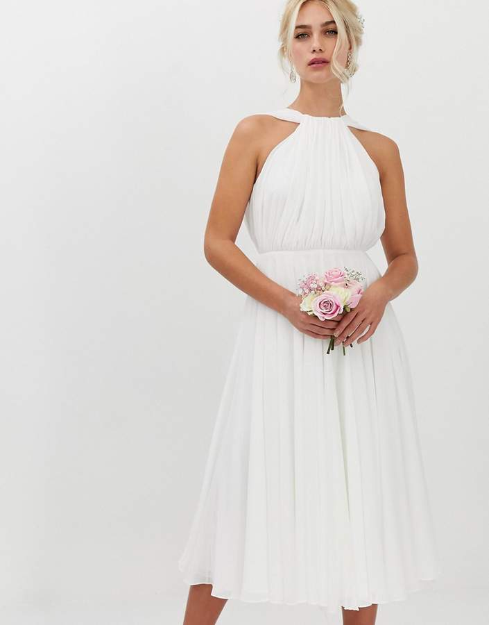 Asos Edition EDITION halter midi wedding dress with v back