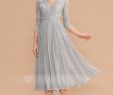 Midi Wedding Dresses New Us$ 135 00] A Line V Neck Tea Length Chiffon Lace Bridesmaid