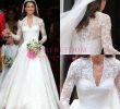 Military Wedding Dresses Fresh Discount Princess William and Kate Wedding Dresses 2019 Retro V Neck Long Sleeve Lace A Line Royal Church Bridal Gown Custom Made Back Cover button