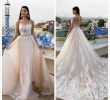 Milla Nova Wedding Dresses Luxury 2018 Champagne Applique Mermaid Wedding Dresses Sheer Jewel Sweep Train Bridal Gowns Milla Nova Wedding Dress with Detachable Skirt