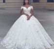 Modern Wedding Dresses New 2018 Arabic Capped Sleeves Ball Gown Wedding Dresses F Shoulder 3d Flowers Beaded Lace Princess Floor Length Puffy Plus Size Bridal Gowns Modern