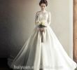 Modest Lace Wedding Dresses Elegant Modest Long Sleeves Bridal Lace Bateau Neck Muslim Wedding