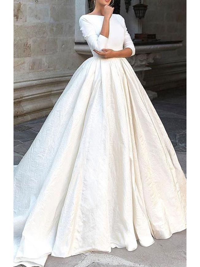 Modest Lace Wedding Dresses Unique Backless Long Sleeve Ivory Wedding Dresses Modest 3 4 Sleeve
