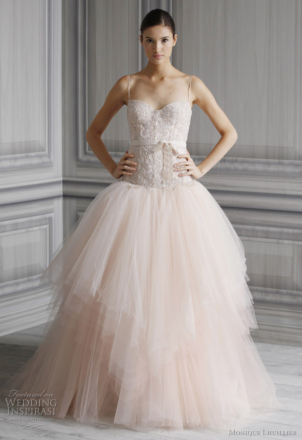 pink wedding dresses monique lhuillier