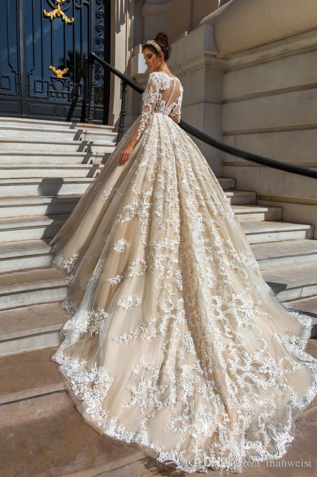 Mormon Wedding Dresses Rules Beautiful Luxury Long Sleeve Wedding Dresses Plunging Neckline Lace Applique Crystal Desing 2017 Bridal Gowns Court Train Modest Wedding Dress