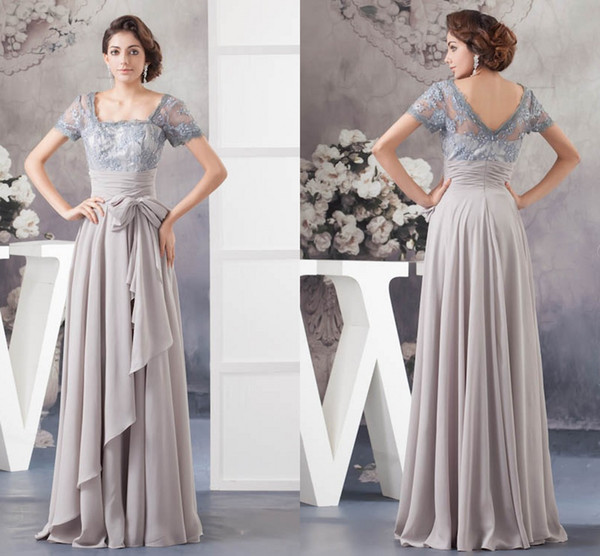 Mother In Law Dresses for Wedding Unique 2018 New Design Elegant Square Neckline Short Sleeves Mother S Dresses Lace top Chiffon Bottom Mother the Bride Gowns Cheap Knee Length Mother