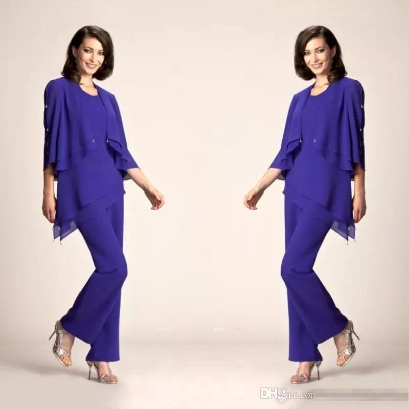 new chiffon mother of bride pants suits half