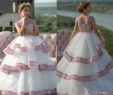 My Dress Line Luxury Glitters Pink White Flower Girls Dresses for Weddings Ruffles Skirts toddlers Teens Girls Pageant Gowns Birthday Party Dress