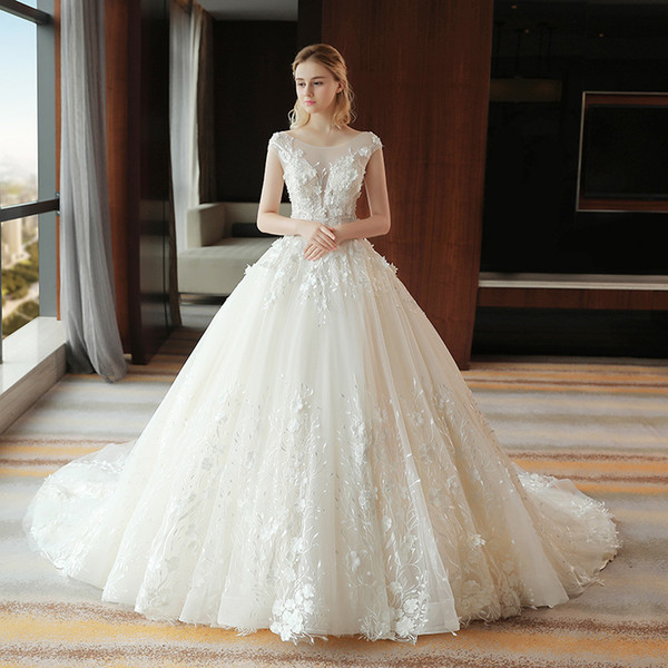 Naked Wedding Dress Beautiful 2019 New Designer Arabic Ball Gown Wedding Dresses Plus Size Modest Sheer Neck Embroidery 3d Flowers Lace Tulle Corset Bridal Wedding Gowns Wedding
