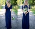 Navy Blue Dresses for Wedding Fresh 2018 Country Bridesmaid Dresses Hot Long for Weddings Navy Blue Chiffon Short Sleeves Illusion Lace Beads Floor Length Maid Honor Gowns Cadbury Purple