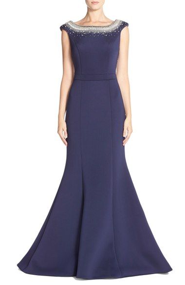 Navy Blue Dresses to Wear to A Wedding Beautiful Women S Terani Couture Embellished Neoprene Mermaid Gown