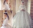Nepalese Wedding Dresses Luxury Luxurious Arabic Crystals Ball Gown Wedding Dresses Modest Long Sleeves High Neck 3d Floral Applique Major Beading Dubai Muslim Bridal Gowns