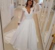 Newest Wedding Dress Inspirational 2019 New Unique Design A Line Wedding Dresses Pearls Beaded V Neck Bridal Gowns with Long Sheer Sleeves Sweep Train Arabic Wedding Vestidos