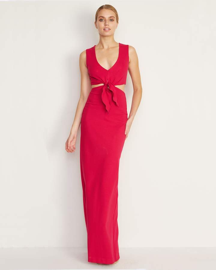 Nicole Miller Structured Heavy Jersey Tie Front Gown