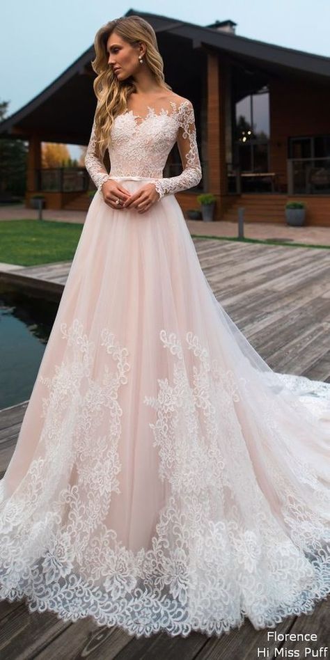 No Lace Wedding Dress Elegant Lace Wedding Dress Tulle Wedding Dress Long Sleeves Bridal