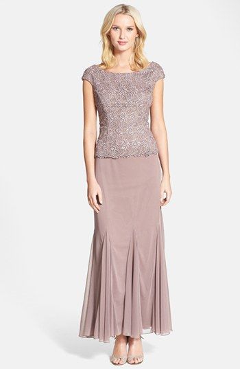 Nordstrom Gowns Luxury Mother Of the Bride Dress Patra Chiffon & Metallic Lace