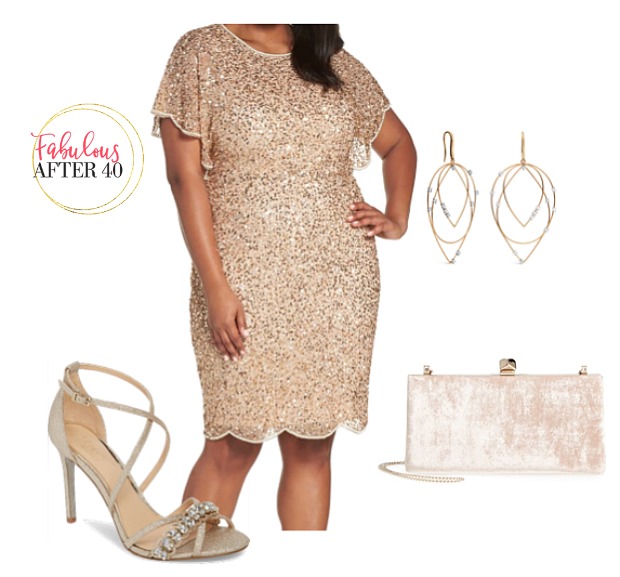 Plus size MOB Dress Gold Beaded