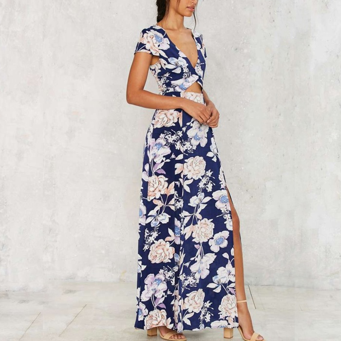 nasty gal need a trim floral maxi dress navy s