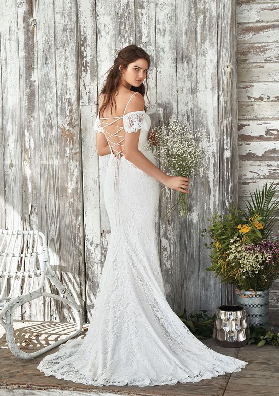Off White Bridal Beautiful Style F the Shoulder Fit and Flare with Open Corset