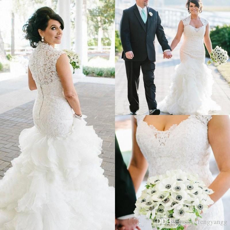 2019 lace plus size wedding dresses cap sleeve