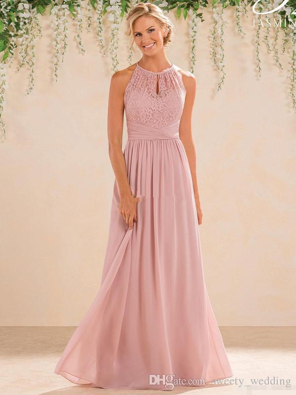 Outside Wedding Dresses for Guests Inspirational Blush 2017 Cheap A Line Lace Chiffon Bridesmaid Dresses A Line High Neck Backless Long Summer Beach Garden Wedding Guest evening Party Gowns Cheap