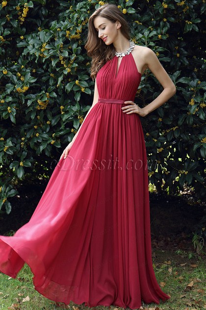 evening gowns for wedding reception beautiful edressit burgundy pleated halter formal evening dress