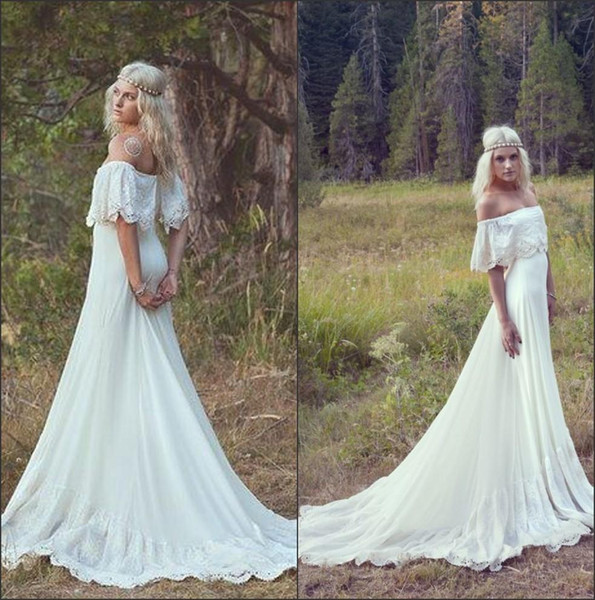 Patterned Wedding Dresses Lovely Discount F Shoulder Y Country Style Bohemian Beach