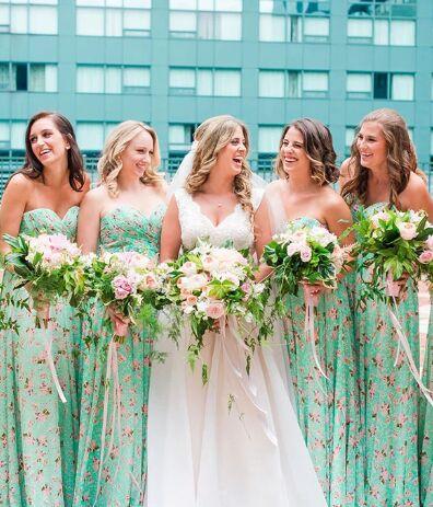 mint green bridesmaid dresses large