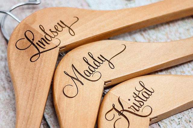 Personalized Hangers Bridesmaids Bridal Party Hangers for Wedding Day Accessories Personalised Bridal Party Wooden Dress Hanger 640x640q70