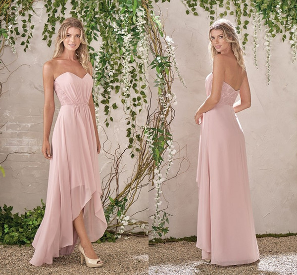 Pink Beach Wedding Dresses Inspirational Blush Pink A Line Bridesmaid Dresses 2017 Hi Lo Chiffon Bridesmaid Gowns Backless F the Shoulder Beach Wedding Guest Gowns Newest Pregnant