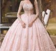 Pink Bridal Dress Lovely Vestido De Novia 2019 Country Blush Pink Lace Ball Gown Wedding Dress Long Sleeves Boat Neck 3d Flora Princess Bridal Gowns Arabic Dubai