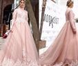 Pink Bridal Gowns Beautiful Discount Simple and Elegant 2018 A Line Pink Wedding Dresses Long Sleeves High Neck Middle East Arabic Bridal Dresses with Appliques Hot A Line
