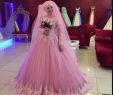 Pink Wedding Dress for Sale Fresh Free Shipping Pink Ball Gown High Neckline Modest Prom Dress Long Sleeve Beaded Sequins Muslim Women Prom Gowns Best Selling 2019
