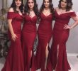 Places to Buy Bridesmaid Dresses Unique Charming Burgundy Mermaid Bridesmaid Dresses F Shoulders 2019 Side Split Wedding Party Guest Wear Ruched Satin Dress evening Wear