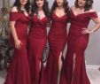 Places to Buy Bridesmaid Dresses Unique Charming Burgundy Mermaid Bridesmaid Dresses F Shoulders 2019 Side Split Wedding Party Guest Wear Ruched Satin Dress evening Wear