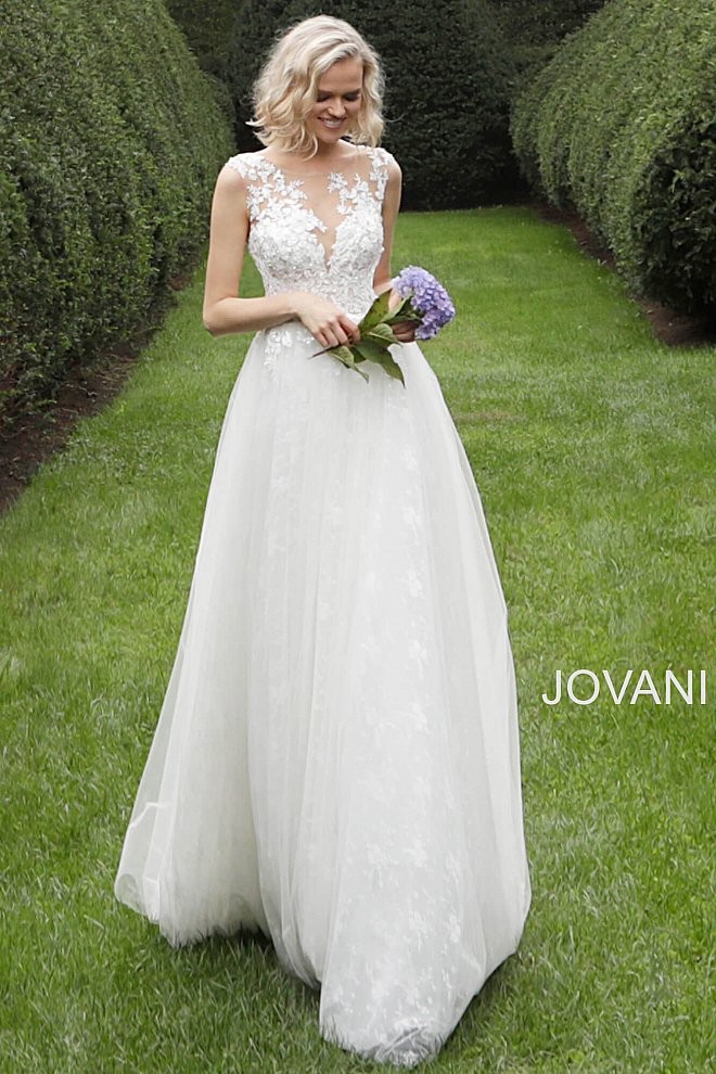 jovani jb long train simple wedding dress 01 688