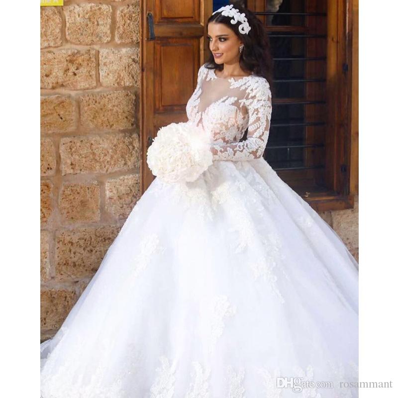 Plus Size Ball Gown Wedding Dresses Awesome 2018 Lace Ball Gown Wedding Dresses Sheer Neck Long Sleeve Appliques Lace Plus Size Wedding Dresses Vestido De Noiva